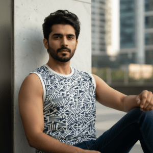 Men’s Printed Sleeveless Round Neck T-Shirt